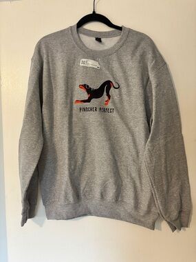 NWT TrendyBeasts 'Pinscher Perfect' Embroidered Doberman Sweatshirt, Size M